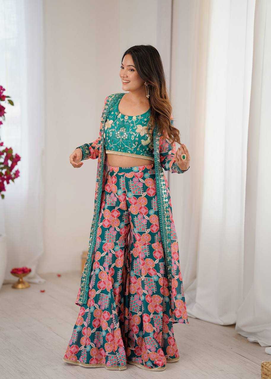 Heavy Muslin  Sharara Salwar Suits Indo Western Dresses